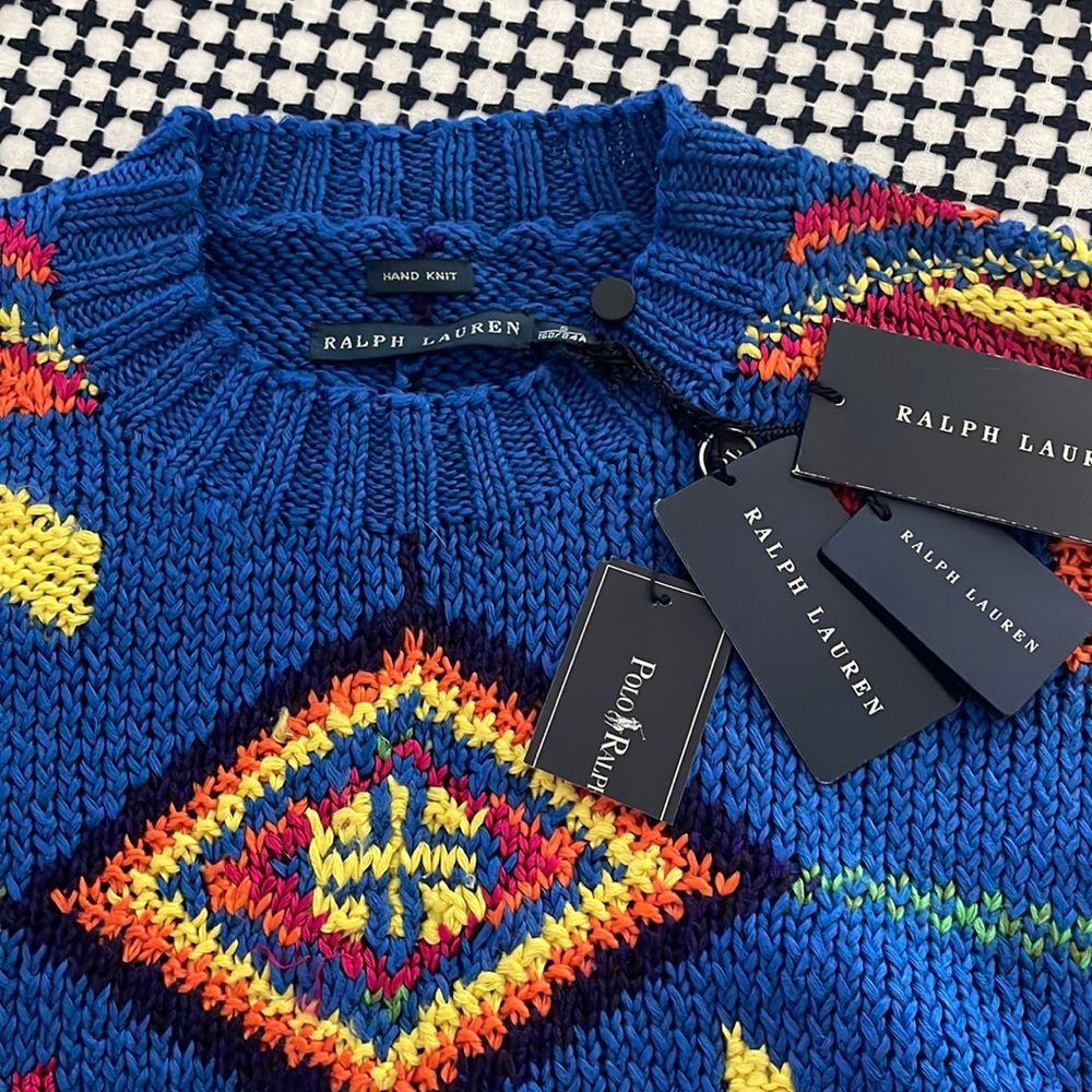 Multi cooored hand knit Ralph Lauren sweater